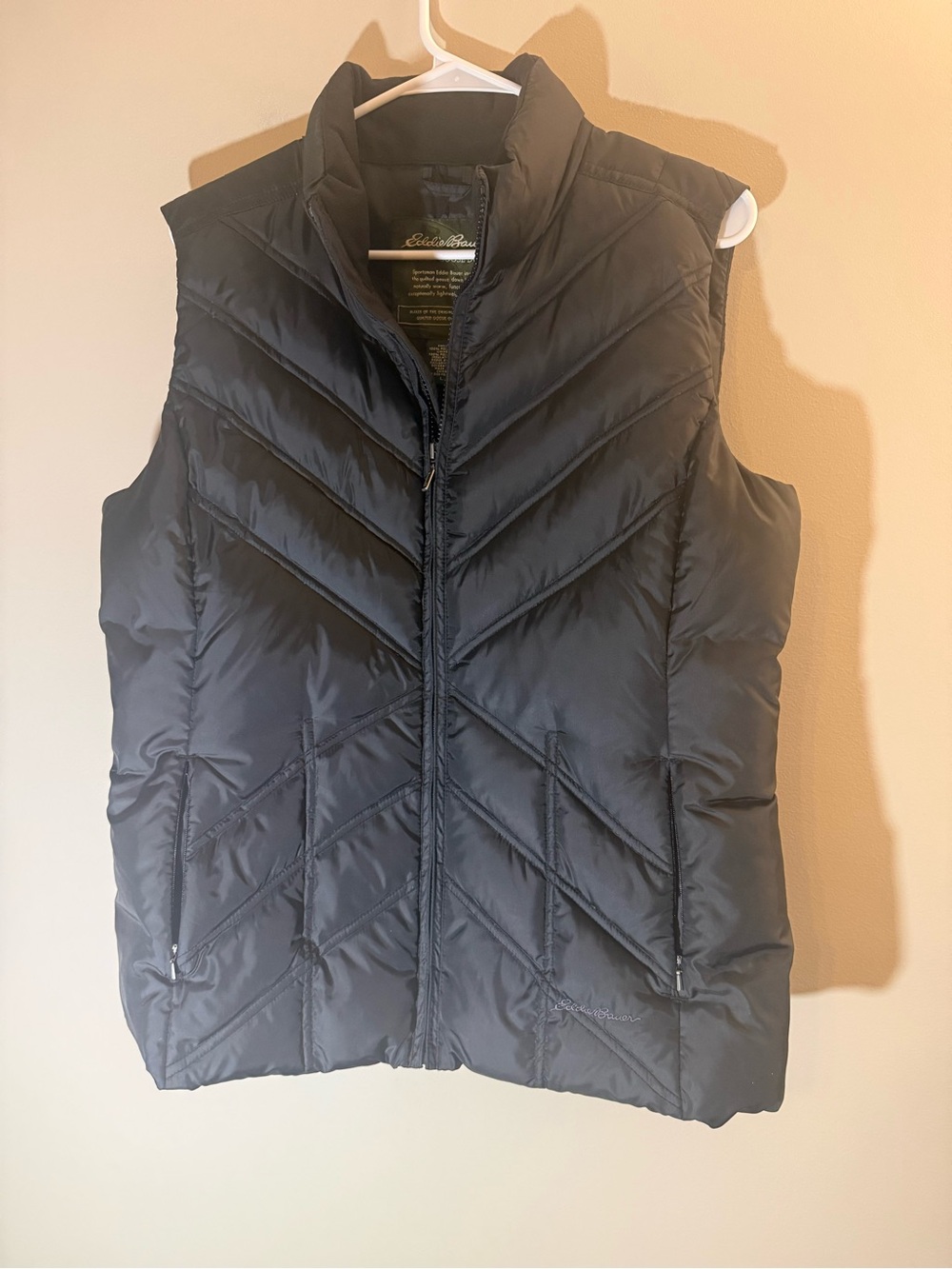 Eddie Bauer Men's Premium Goode Down Black Quilted Insulated Puffer Vest Large